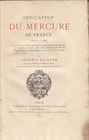 Seller image for Indicateur du Mercure de France (1672-1789). - for sale by Antiquariat Tautenhahn