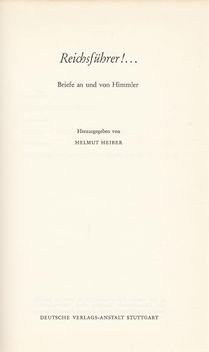 Immagine del venditore per Reichsfhrer!.: Briefe an und von Himmler. - venduto da Antiquariat Tautenhahn