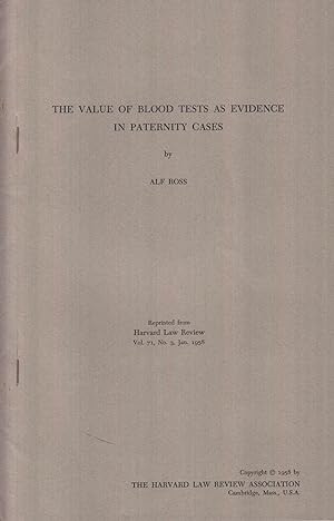 Bild des Verkufers fr The Value of Blood Tests as Evidence in Paternity Cases. - zum Verkauf von Antiquariat Tautenhahn