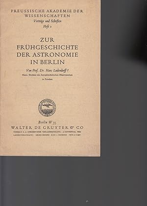 Zur Frühgeschichte der Astronomie in Berlin. -