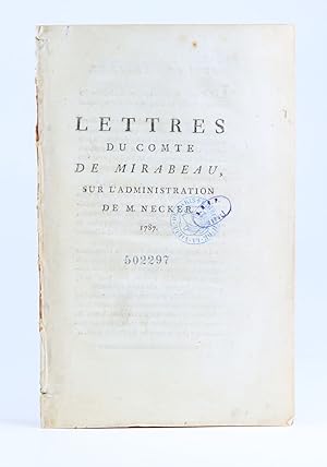 Seller image for Lettres du Comte de Mirabeau, sur l'Administration de M. Necker. - for sale by Antiquariat Tautenhahn