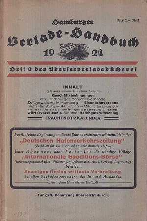 Hamburger Verladehandbuch 1924. 2. Ausgabe. -