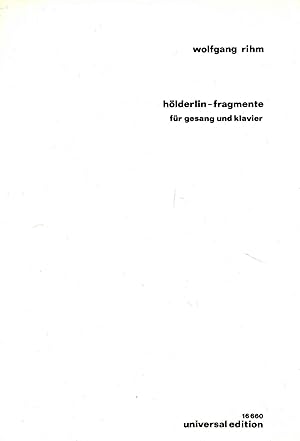 Bild des Verkufers fr Hlderlin-Fragmente fr Gesang und Klavier. - zum Verkauf von Antiquariat Tautenhahn