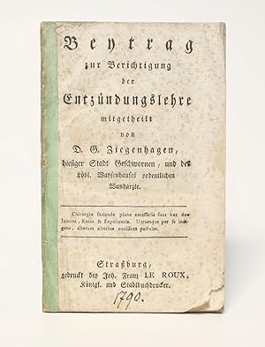 Bild des Verkufers fr Beytrag zur Berichtigung der Entzndungslehre. - zum Verkauf von Antiquariat Tautenhahn