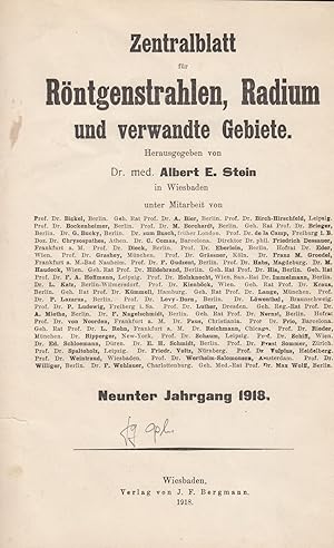 Zentralblatt für Röntgenstrahlen, Radium und verwandte Gebiete. Neunter Jahrgang. -