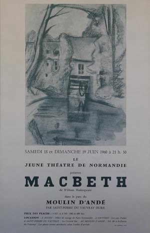 "MACBETH de William SHAKESPEARE" Affiche originale entoilée (Moulin d'Andé) 1960