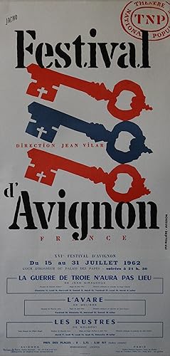 "XVI° FESTIVAL D'AVIGNON (Juillet 1962)" Affiche originale entoilée (Litho JACNO)
