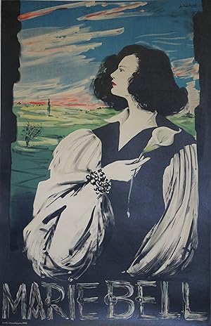 "MARIE BELL" Affiche originale entoilée Litho de Jean Denis MALCLES (1943)
