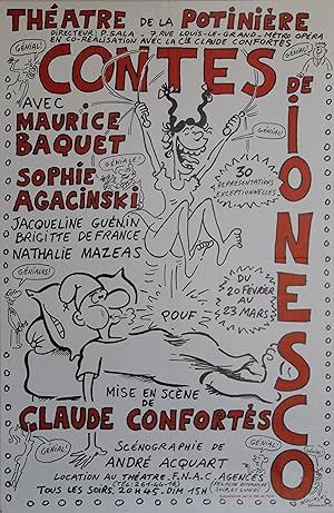 "CONTES DE IONESCO de Claude CONFORTÈS" Affiche originale entoilée WOLINSKI 1980