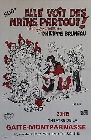 "ELLE VOIT DES NAINS PARTOUT" Affiche originale entoilée GOTLIB 1978