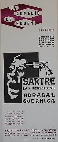 "LA P. RESPECTUEUSE (Jean-Paul SARTRE)" Affiche originale entoilée Pierre GARCETTE 1964