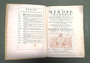 Bild des Verkufers fr La Merope, tragedia. zum Verkauf von Libreria Antiquaria Pregliasco