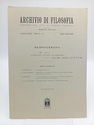 Immagine del venditore per Heidegger e il Colloquio di Muggenbrunn (Estratto di Archivio di Filosofia Anno LXVIII, 2000 - Heideggeriana) venduto da Antiquariat Smock