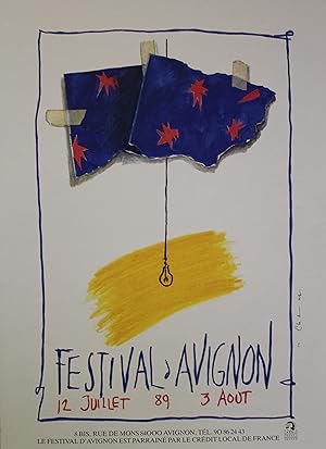 "FESTIVAL d'AVIGNON 1989" Affiche d'intérieur originale entoilée Jean-Paul CHAMBAS