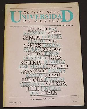 Seller image for Revista De La Universidad De Mxico. Volumen XXXVIII. Nmero 12. Abril, 1982 for sale by Librera Urbe