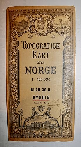 Image du vendeur pour Topografisk Kart over Norge (= Topographical Map of Norway): Blad 30. Bygdin (Oppland, Jotunheimen). mis en vente par Dendera