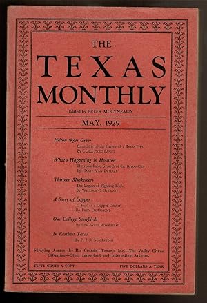 Bild des Verkufers fr THE TEXAS MONTHLY, MAY, 1929 zum Verkauf von Circle City Books
