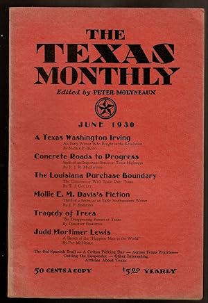 Bild des Verkufers fr THE TEXAS MONTHLY, JUNE 1930 zum Verkauf von Circle City Books