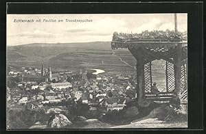 Ansichtskarte Echternach, Panoramablick auf Ort mit Pavillon am Trosskneppchen