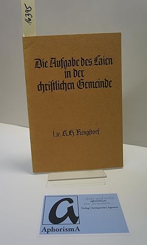 Bild des Verkufers fr Die Aufgabe des Laien in der christlichen Gemeinde. Vortrag auf einer "kirchlichen Tagung" in Hannover am 18. Oktober 1938. zum Verkauf von AphorismA gGmbH