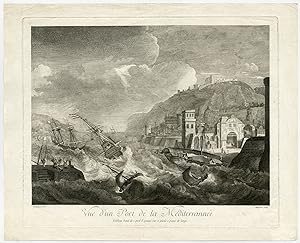Antique Master Print-SEA-SHIP-STORM-HARBOR-PORT-Maleuvre-ca. 1780