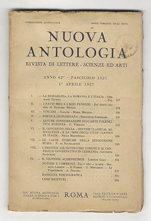 NUOVA Antologia. Rivista di lettere, scienze ed arti. Anno 62°. Fascicolo 1321. 1 aprile 1927.