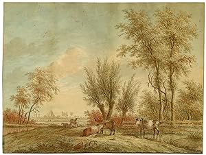 Antique Drawing-LANDSCAPE-EGMOND-KENNEMERLAND-Rademaker-Anonymous-ca. 1790