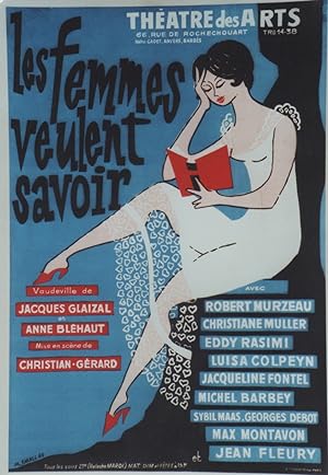 "LES FEMMES VEULENT SAVOIR" Affiche originale entoilée Litho M. SMALL 1960
