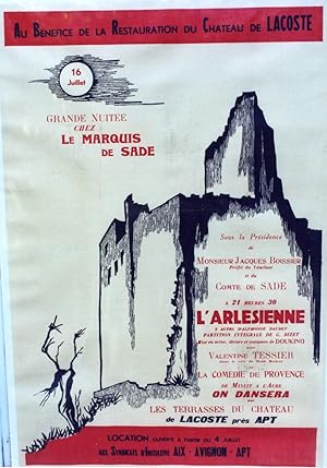"L'ARLÉSIENNE au CHATEAU DE LACOSTE 1955" Affiche originale entoilée (DOUKING)