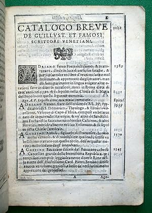 Catalogo breve degli illustri e famosi Scrittori Venetiani, quali tutti hanno dato alla luce qual...
