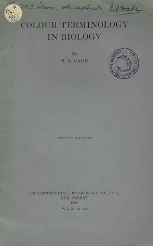 Bild des Verkufers fr Colour Terminology in Biology zum Verkauf von PEMBERLEY NATURAL HISTORY BOOKS BA, ABA