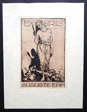 Bild des Verkufers fr Eslibris Ex libris - Knstler: Fritz Gilsi - Eignerin: Auguste Ehm - orig. Radierung zum Verkauf von Verlag IL Kunst, Literatur & Antiquariat