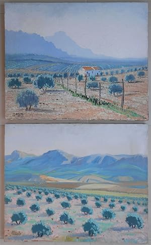 2 Gemälde andalusische Landschaft von Mayer (Gegenstücke) aus Spanien
