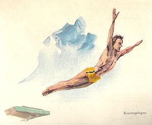 Imagen del vendedor de Bild fr das Einklebebuch: Das bunte Buch vom Sport - Bild Nr. 16 - Kunstspringen; Mit Bildern, Bildtafeln und Illustrationen - Farbbilder: Gnther Radtke - Vignetten: Aribert Grlitz - berreicht vom "Weser Kurier", Bremens grsster Tageszeitung" a la venta por Walter Gottfried