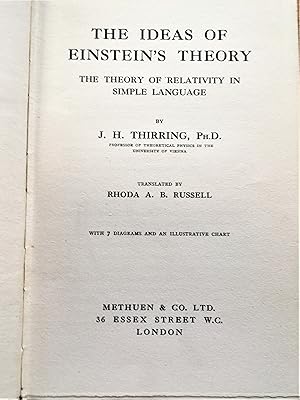 THE IDEAS OF EINSTEIN'S THEORY The Theroy of Relativity in Simple Language