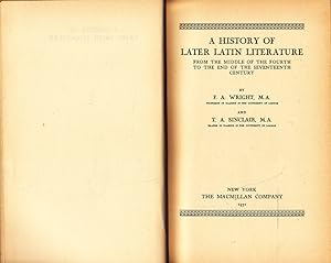 Seller image for A History of Later Latin Literature for sale by Badger Books