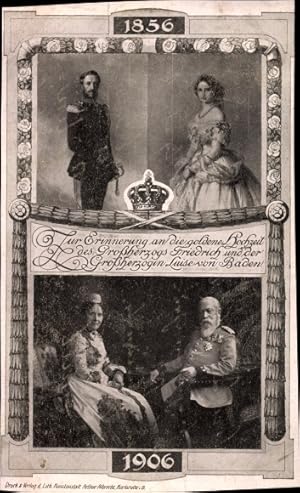 Passepartout Ansichtskarte / Postkarte Goldene Hochzeit von Großherzog Friedrich von Baden, Großh...