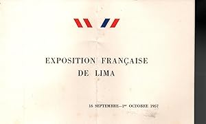 Seller image for Carte d'invitation a l'exposition Francaise de Lima(Perou) sous la haute presidence de Son Excellence Monsieur Manuel Prado,President de la republique du Perou et en presence de Monsieur Gaston Monnerville,President du conseil et de la delegation officielle de la republique Francaise for sale by JP Livres