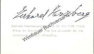 Bild des Verkufers fr Gerhard Herzberg Nobelpreis fr Chemie 1971 // Autogramm Autograph signiert signed signee zum Verkauf von Antiquariat im Kaiserviertel | Wimbauer Buchversand