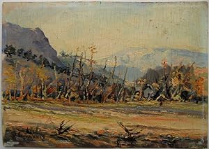 Ölgemälde von J.Fernandez 1954 - expressive Landschaft, Spanien