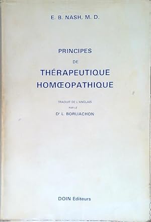Bild des Verkufers fr Principes de Therapeutique Homoeopatique zum Verkauf von Librodifaccia