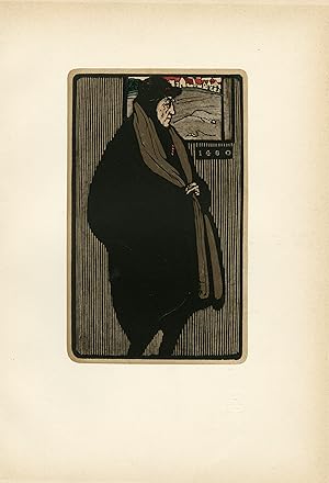 "SIR HENRY IRVING (LOUIS XI) par E. Gordon CRAIG" Litho originale THE STUDIO 1899