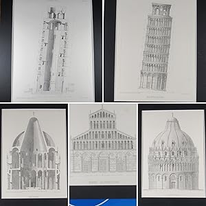 [SET OF 5 ENGRAVINGS OF THE LEANING TOWER or CAMPANILE , PISA CATHEDRAL & PISA BAPTISTRY from] Ar...