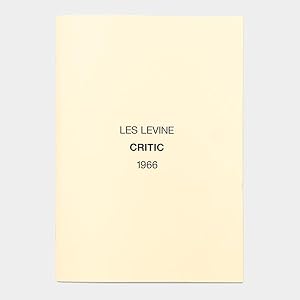 Seller image for Les Levine: Critic, 1966 for sale by Matthew Marks Gallery