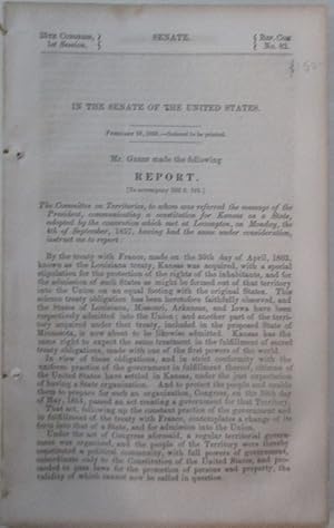 In the Senate of the United States [.] Mr. Green made the Following Report. The Committee on Terr...