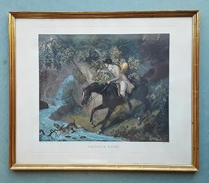 Carle Vernet, Le Chasseur Egaré, farbige Radierung gerahmt