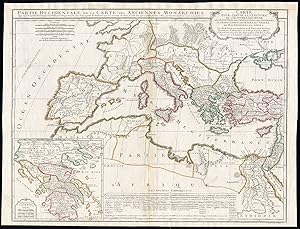 2 Antique Maps-ANCIENT KINGDOMS-ASIA-WEST EUROPE-GREECE-Vaugondy-Delamarche-1780