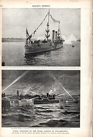 Bild des Verkufers fr PRINT: "Naval Features of the Peace Jubilee at Philadelphia". .photos from Leslie's Weekly Newspaper, November 17, 1898 zum Verkauf von Dorley House Books, Inc.