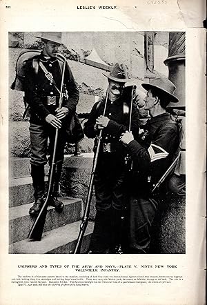 Bild des Verkufers fr PRINT: "Uniforms and Types of Our Army and Navy--Plate V. Ninth New York Volunteer Infantry". .photo from Leslie's Weekly Newspaper, October 27, 1898 zum Verkauf von Dorley House Books, Inc.