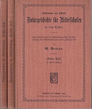 Bild des Verkufers fr Naturgeschichte fr Mittelschulen. Komplett in 3 Teilen, I. - VI. Stufe. Neubearbeitet nach den Bestimmungen ber die Neuordnung des Mittelschulwesens vom 3. Februar 1910. zum Verkauf von Antiquariat Carl Wegner